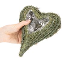Artículo Corazón vegetal de material natural con inserto de lámina, 22 cm, 2 unidades