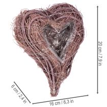 Artículo Corazón decorativo hecho de ramitas con lámina para plantar, 20 cm, 2 unidades