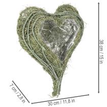 Artículo Cuenco con forma de corazón hecho de hierba natural con lámina para plantar, 38 cm.