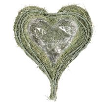 Artículo Cuenco con forma de corazón hecho de hierba natural con lámina para plantar, 38 cm.