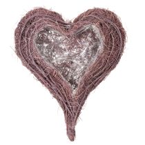 Artículo Cuenco con forma de corazón hecho de ramitas con inserto de papel de aluminio, 37 cm.