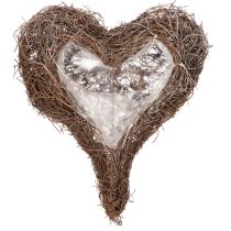 Artículo Maceta con forma de corazón hecha de ramitas con papel de aluminio, 20 cm, 2 unidades