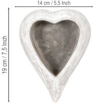 Artículo Bol decorativo en forma de corazón, gris; maceta pequeña en forma de corazón, 19 cm.