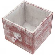 Artículo Macetero de madera cajón decorativo shabby chic rojo blanco 12cm