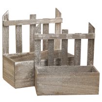 Artículo Mini macetero de madera para flores, L22/25 cm, juego de 2