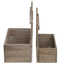 Artículo Mini macetero de madera para flores, L22/25 cm, juego de 2