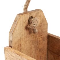 Artículo Jardinera de madera con asa, cuadrada, yute natural 27x12x17cm