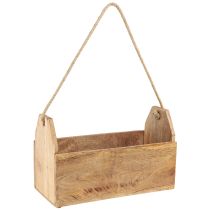 Artículo Jardinera de madera natural de yute con mango 35x16x21,5cm