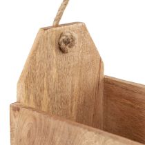 Artículo Jardinera de madera natural de yute con mango 35x16x21,5cm