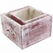 Artículo Caja de plantas cajón decorativo shabby chic rojo blanco juego de 2