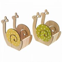 Artículo Caja de plantas caracoles macetero de madera caracol de madera 19cm 2pcs