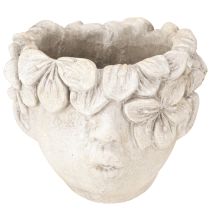 Artículo Maceta con cabeza de planta de aspecto hormigón, cabeza de niña H13,5cm