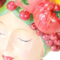 Artículo Florero exótico Busto de mujer con frutas tropicales H22cm