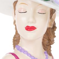 Artículo Jarrón con forma de mujer con sombrero y flores, maceta decorativa para interiores y exteriores, 20 cm.