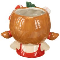 Artículo Cabeza de planta de cerámica para niña, maceta decorativa navideña de 17 cm de alto.