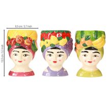Artículo Cabeza de planta niña con fruta cerámica decorativa 13,5cm 3 piezas