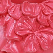 Artículo Busto de poliresina con forma de cabeza de planta, color rosa, 13,5 x 13 x 14 cm