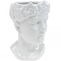 Cabeza de planta busto mujer florero de cerámica blanco maceta H22.5cm