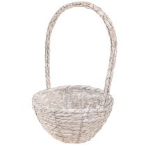 Artículo Cesta para plantas (2 piezas), paja, natural, blanco, Ø23/28, estilo shabby chic