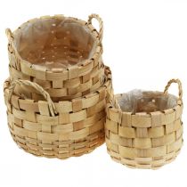 Artículo Juego de 3 cestas para plantas naturales, cesta para flores, macetero, cesta decorativa bohemia, tejida, Ø18/23/29cm
