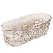 Artículo Maceta tipo cesta con inserto de lámina, ovalada, blanca, 37 cm