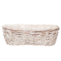 Artículo Maceta tipo cesta con inserto de lámina, ovalada, blanca, 37 cm