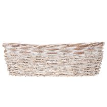 Artículo Maceta tipo cesta con inserto de lámina, ovalada, blanca, 37 cm