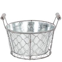 Artículo Cesta para plantas con inserto, cesta de alambre, macetero, plata primaveral, blanqueado, estilo shabby chic, Ø22cm H17.5cm