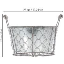 Artículo Cesta para plantas con inserto, cesta de alambre, macetero, plata primaveral, blanqueado, estilo shabby chic, Ø22cm H17.5cm