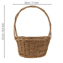 Artículo Cesta para plantas con asa ovalada marrón sauce 28/24cm juego de 2