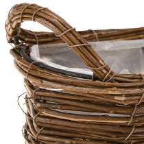 Artículo Cesta para plantas con asas, ovalada, marrón, 57/50/42 cm, juego de 3