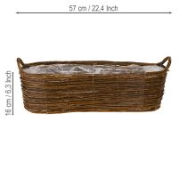 Artículo Cesta para plantas con asas, ovalada, marrón, 57/50/42 cm, juego de 3