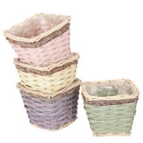 Artículo Cesta cuadrada para plantas con lámina metálica, maceta decorativa, 14 cm, 4 unidades