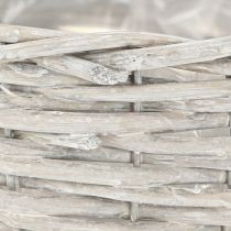 Artículo Juego de cestas de mimbre para plantas, blanco y gris, decoración shabby chic, 3 piezas
