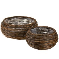 Artículo Cesta para plantas redonda Mimbre Ø32/23cm Juego de 2