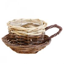 Cesta de plantas trenzada, taza de plantas con platillo Ø16cm