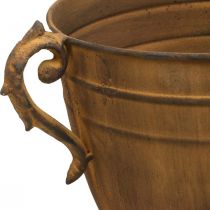 Macetero efecto óxido taza florero metal Ø22.5cm H32.5cm