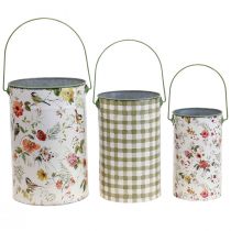 Macetero vintage balde metálico decorativo Ø18/15/12cm juego de 3