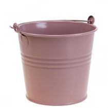 Macetero vintage balde metálico decorativo rosa viejo Ø16cm H24cm