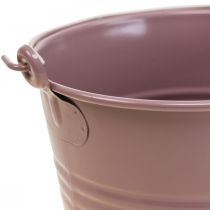 Macetero vintage balde metálico decorativo rosa viejo Ø16cm H24cm