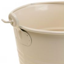Macetero vintage cubo de metal decorativo crema Ø16cm H24cm
