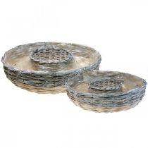 Plant ring sauce natural plant bowl Ø44/38cm juego de 2 blanco lavado