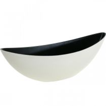 Cuenco para plantas cuenco decorativo ovalado Jardiniere blanco crema 39×12×13cm
