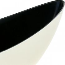 Cuenco para plantas cuenco decorativo ovalado Jardiniere blanco crema 39×12×13cm