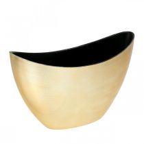 Cuenco para plantas cuenco decorativo ovalado jardinera dorado 24×10×15cm