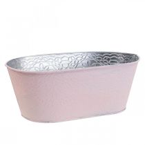 Cuenco para plantas cuenco de flores de metal ovalado rosa 25x14,5x10cm