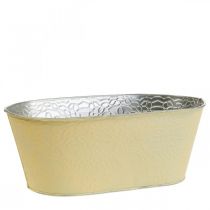 Cuenco para plantas cuenco de flores de metal ovalado amarillo 25x14,5x10cm