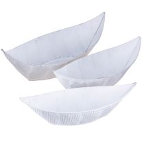 Artículo Maceta con forma de barco, de metal, blanca/plateada, 54,5/48/42 cm, juego de 3
