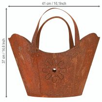 Artículo Maceta con asas Bolsa decorativa Metal oxidado A37cm