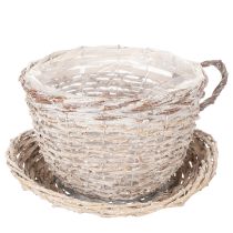 Artículo Taza con platillo decorativa tipo cesta, decoración de mesa grande de 34 cm.